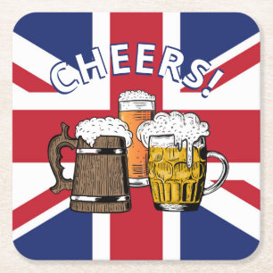 UNION JACK Great British Beer Square Paper Coaster