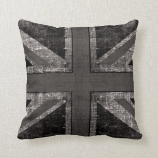 Union Jack grunge black & white toss pillow
