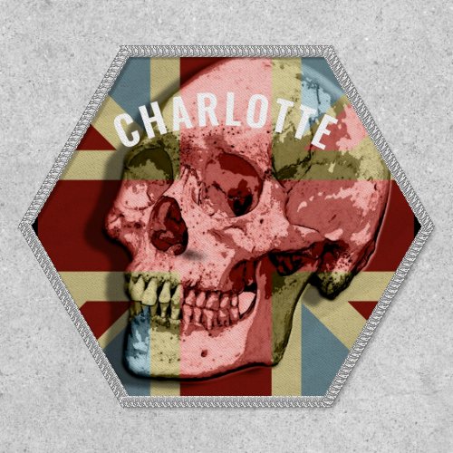 Union Jack Grunge Skull Flag  Personalized Patch