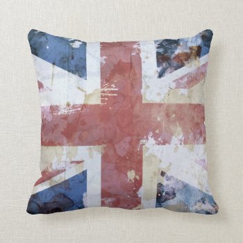 Union Jack Grunge Throw Pillow by fireflidesigns at Zazzle