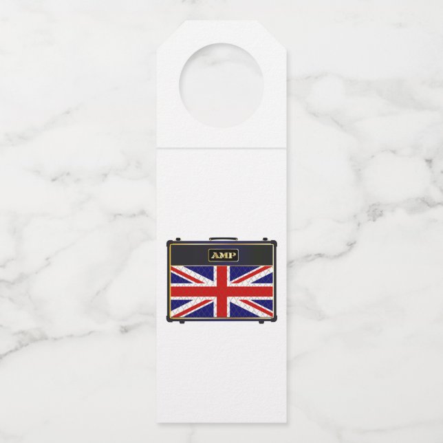 Union Jack Guitar Amplifier Bottle Hanger Tag (Front)