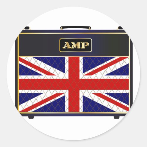 Union Jack Guitar Amplifier Classic Round Sticker