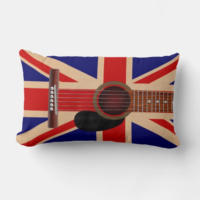 Union Jack Guitar Lumbar Pillow (Front)