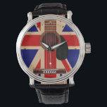 Union Jack Guitar Wristwatch<br><div class="desc">Illustration of a Union Jack flag styled acoustic guitar.</div>