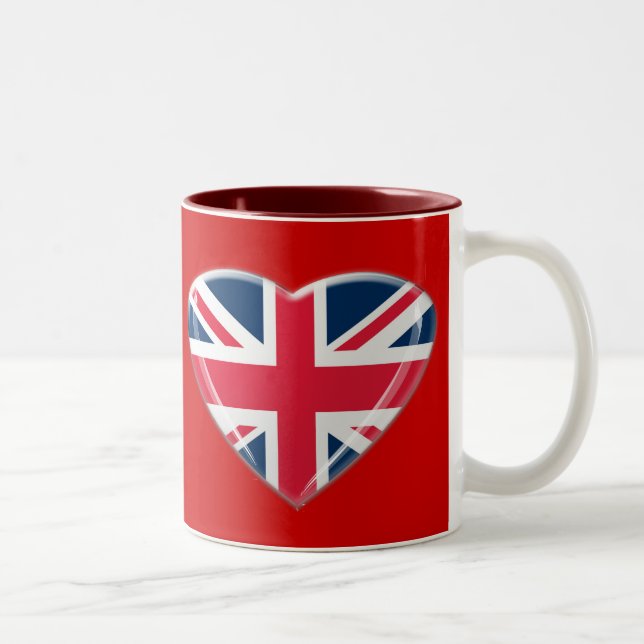 Union Jack Heart Design Two-Tone Coffee Mug (Right)