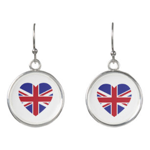 Union Jack Heart Drop Earrings