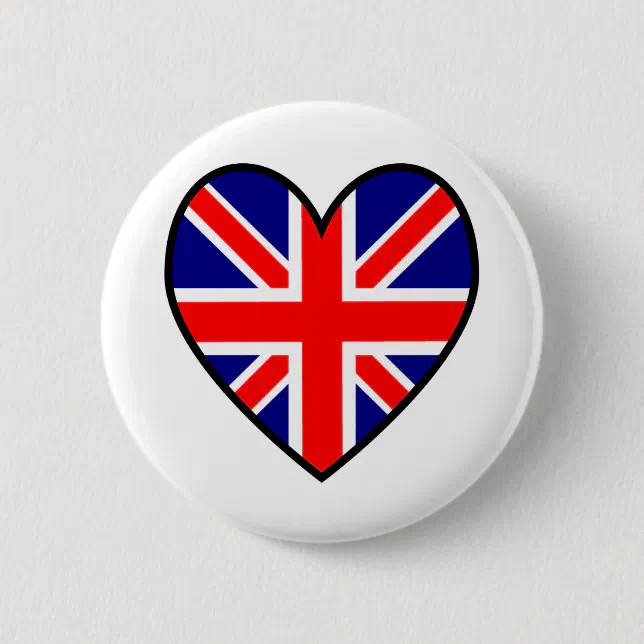 Union Jack Heart Flag Button | Zazzle