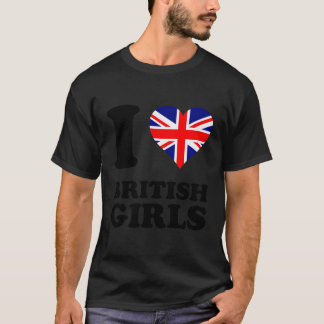Union Jack Heart I Love British Girls T-Shirt