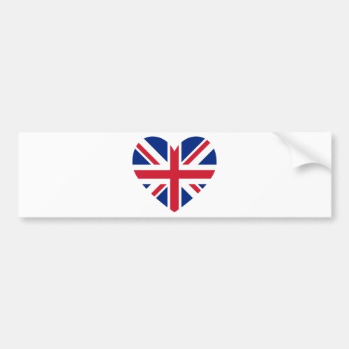 Union Jack Heart Shape Bumper Sticker