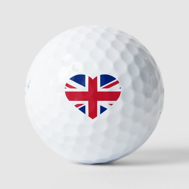 Union Jack Heartflag be6 gbcnt Golf Balls (Front)