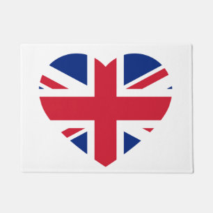Union Jack Heartflag on white dmcnt Doormat