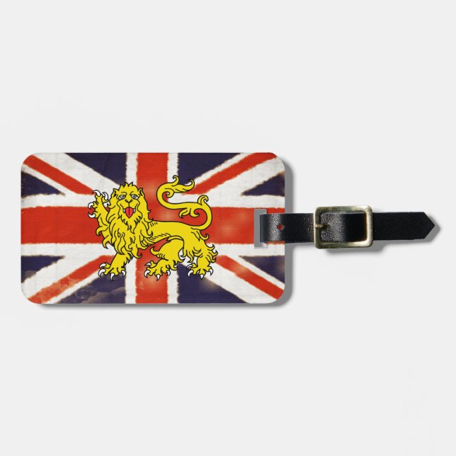 Union Jack Heraldry Lion Luggage Tag (Front Horizontal)