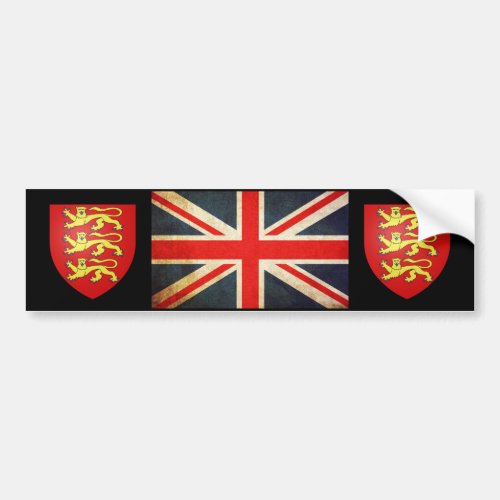 Union Jack Heraldry Shield Bumper Sticker