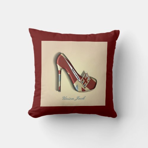 Union Jack High Heel Fashion Shoe Throw Pillows