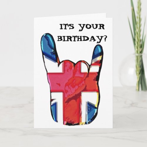 Union Jack Horns Pop Art Rock Birthday Card