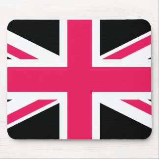 Union Jack ~ Hot Pink Black and White Mouse Pad
