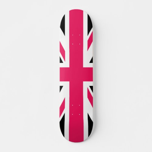 Union Jack  Hot Pink Black and White Skateboard