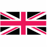 Union Jack ~ Hot Pink Black and White Statuette<br><div class="desc">This will be a cut out in acrylic of any of the things offered,  a pin,  keyring,  ornament,  magnet or sculpture and some of them in different sizes. They can be tree ornaments,  purse charms,  or worn through a belt loop. Even hung from your rear view mirror.</div>