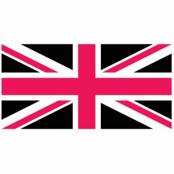 Union Jack ~ Hot Pink Black And White Statuette by Ladiebug at Zazzle