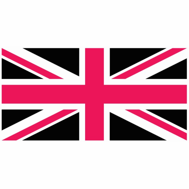 Union Jack ~ Hot Pink Black and White Statuette (Front)