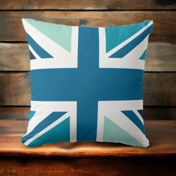 Union Jack - In Designer Blue Throw Pillow by EqualToAngels at Zazzle