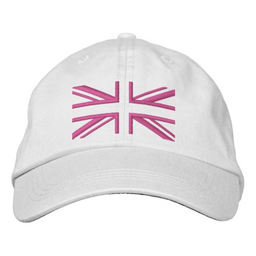 Union Jack  In Girly Pinks Embroidered Baseball Hat