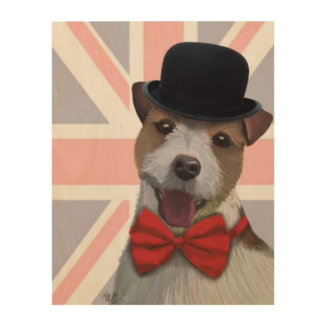 Union Jack Jack Russell Wood Wall Art (Front)
