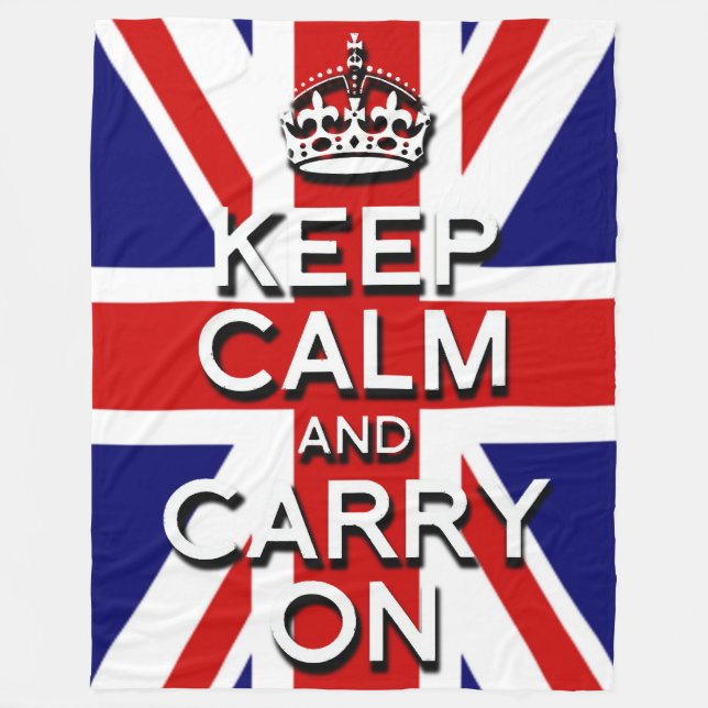 Union Jack keep calm and carry on Fleece Blanket (Front)