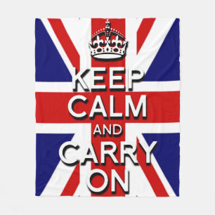 Union Jack keep calm and carry on Fleece Blanket