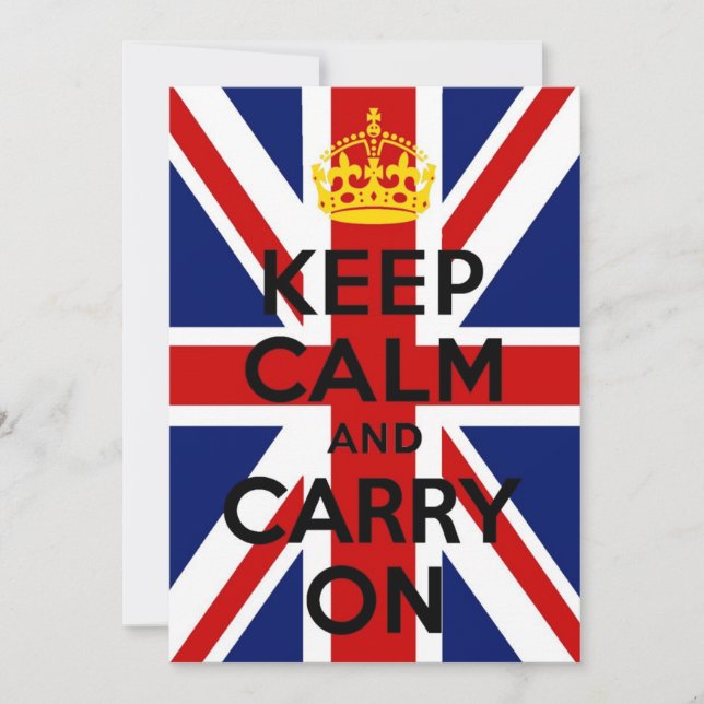 Union Jack Keep Calm and Carry On Invitation Card (Front)