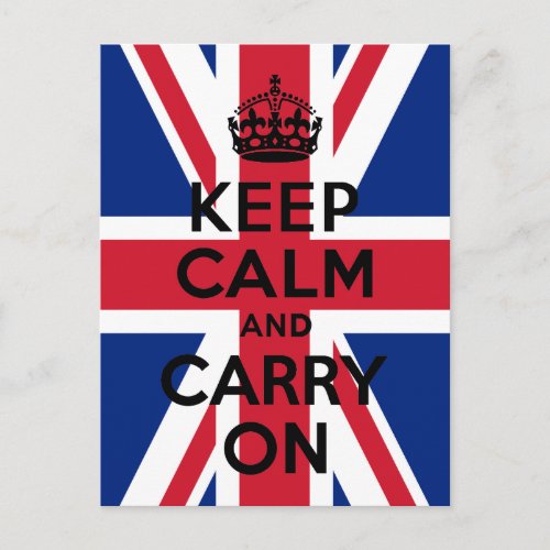 Union Jack Keep Calm and Carry On Postcard