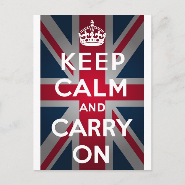 Union Jack Keep Calm And Carry On Postcard (Front)