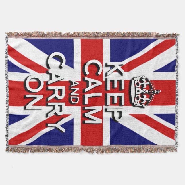 Union Jack keep calm and carry on Throw Blanket (Front)