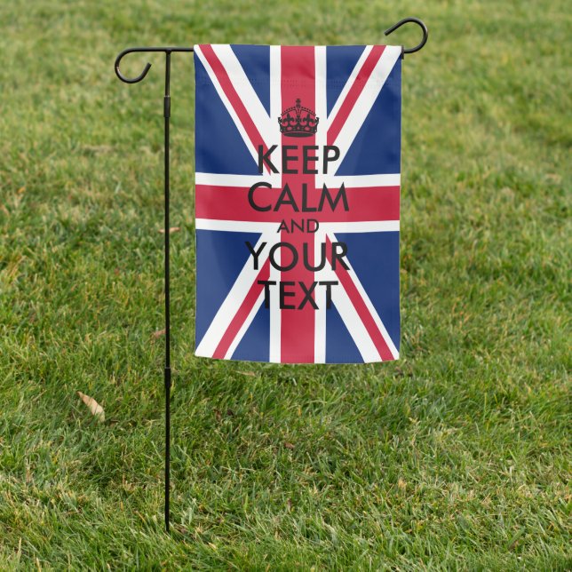 Union Jack Keep Calm and Your Text Garden Flag (In SItu)