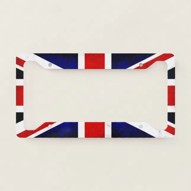 Union Jack License Plate Frame 2-Pack – Aluminum Metal, Standard US Size, Patriotic British Flag Design
