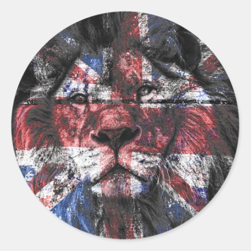 Union Jack Lion Classic Round Sticker