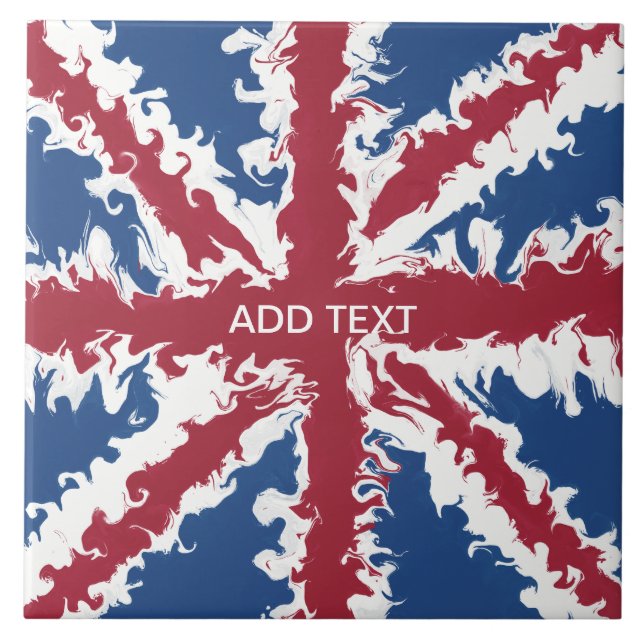 Union Jack Liquid Art Craft DIY Ceramic Tile (Front)