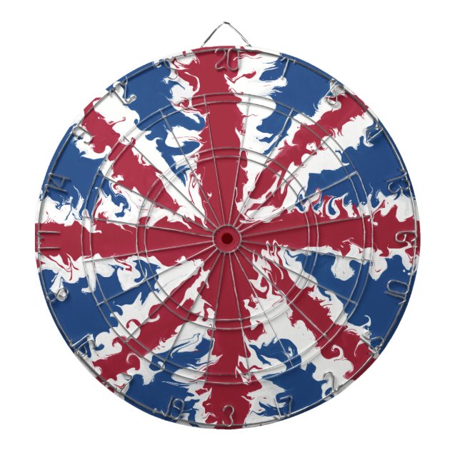 Union Jack Liquid Art  Dart Board (Front)