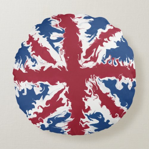 Union Jack Liquid Art  Round Pillow