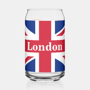 Union Jack London ~ British Flag Can Glass