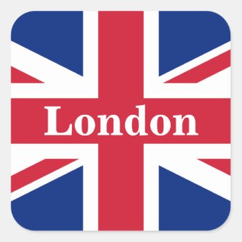 Union Jack London ~ British Flag Classic Round Sti Square Sticker by SunshineDazzle at Zazzle