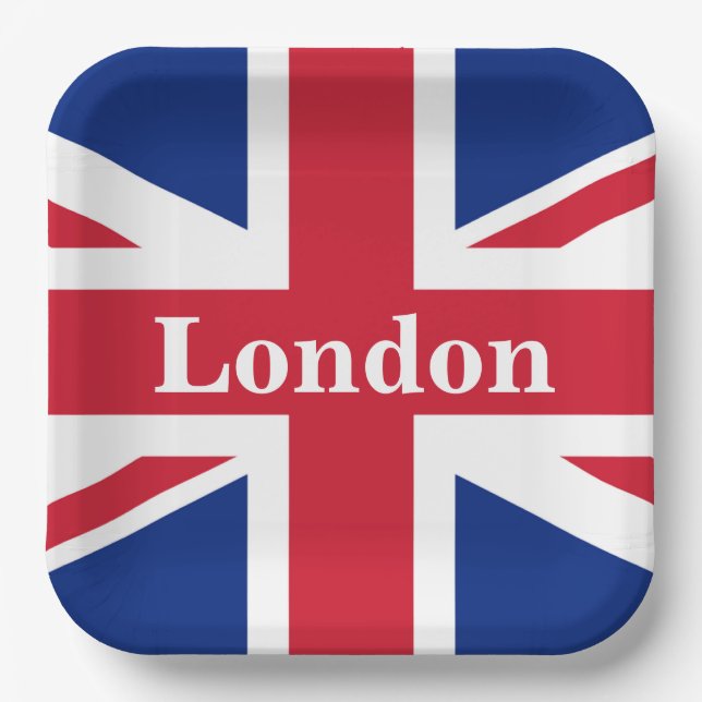Union Jack London ~ British Flag Paper Plates (Front)