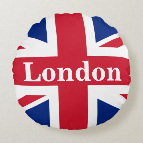 Union Jack London  British Flag Round Pillow