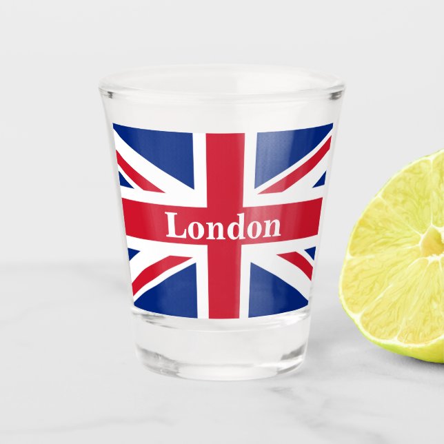 Union Jack London ~ British Flag Shot Glass (Front)