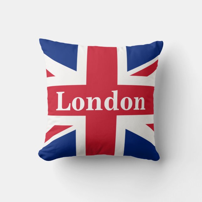 Union Jack London ~ British Flag Throw Pillow (Front)