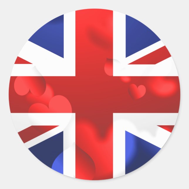 Union Jack Love Classic Round Sticker (Front)