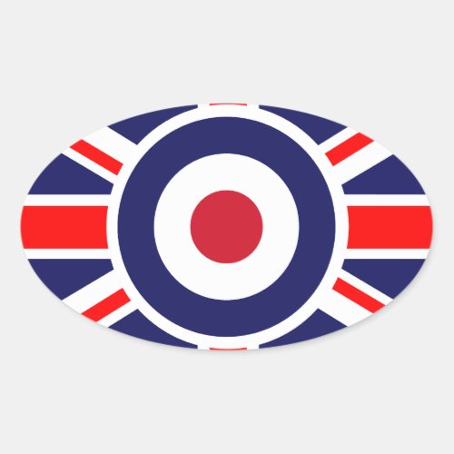 Union Jack Mods England Target Oval Sticker