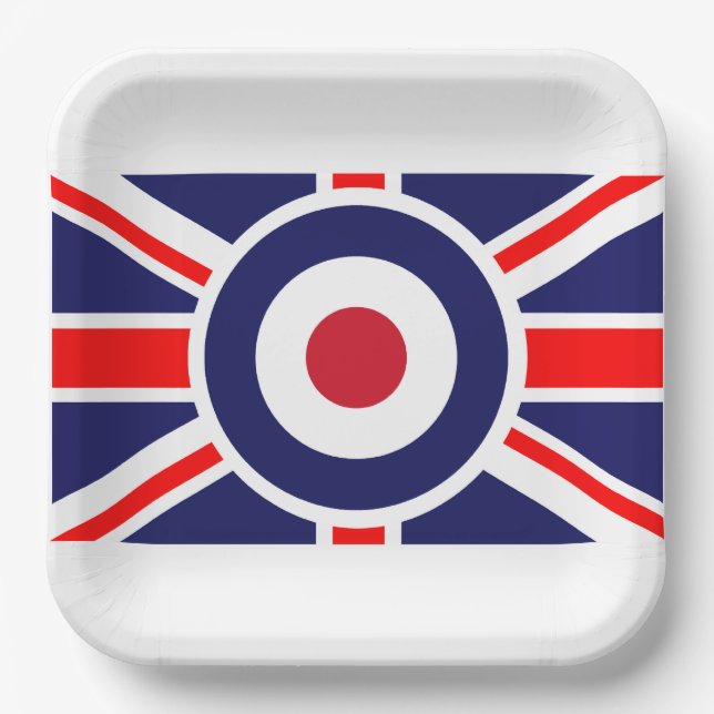 Union Jack Mods England Target Paper Plates (Front)
