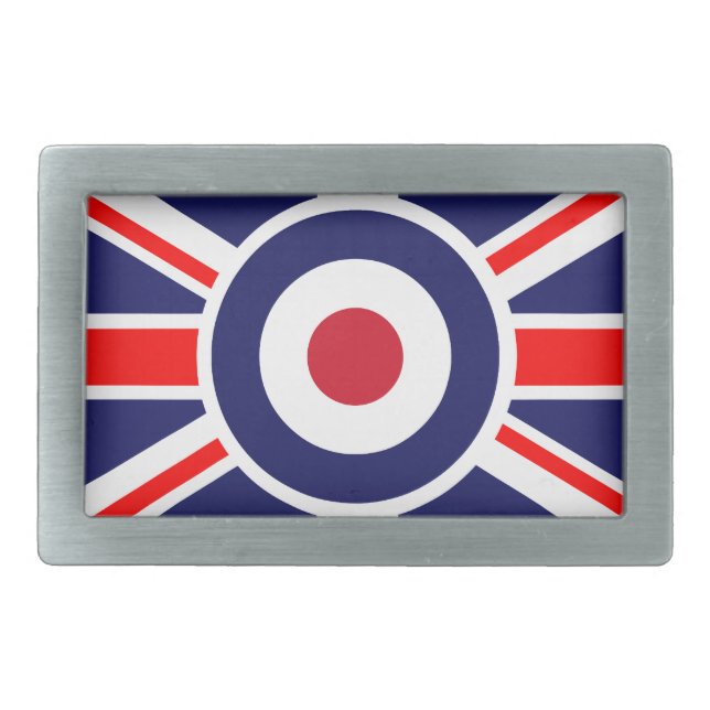 Union Jack Mods England Target Rectangular Belt Buckle (Front)