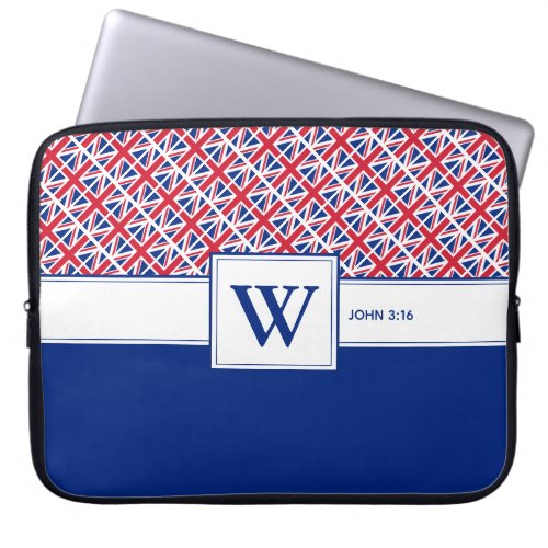 UNION JACK Monogram Custom Christian UK Laptop Sleeve